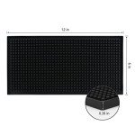 XieNie Bar Mat 6" x 12" Small Black, Coffee Mat for Home Bar, Bar Service Spill Mat for Cocktail Bartender Kitchen Countertop, PVC Counter Top Cup Mats Glasses Drying Mat, 1PCS