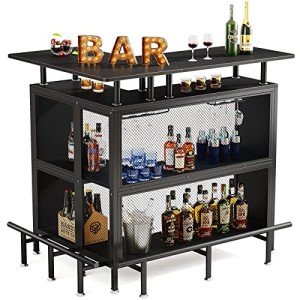 LITTLE TREE Home Bar Unit Mini Liquor Table Cabinet