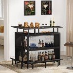 LITTLE TREE Home Bar Unit Mini Liquor Table Cabinet