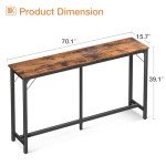 ODK 71 Inch Bar Table, Bar Height Pub Table, Counter Height Bar Table, Rectangular High Top Kitchen & Dining Counter Tables with Sturdy Legs & Easy-to-Clean Top, Rustic Brown