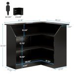 Tribesigns L-Shaped Bar Cabinet, 4-Tier Corner Bar Unit with Stemware Racks, Black