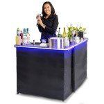 GoBar Portable Double Bar Table Set with Multi-Color LED Lights - Mobile Bartender Station for Events - Includes Carrying Case