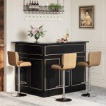Tribesigns L-Shaped Bar Cabinet, 4-Tier Corner Bar Unit with Stemware Racks, Black