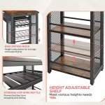 Bestier Bar Table and Chair Set, Expandable Dining Table with 2 Bar Stools, Industrial Kitchen Counter with Wine Rack & 3 Tier Adjustable Storage Shelves Rustic Brown