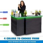 GoBar Portable Double Bar Table Set with Multi-Color LED Lights - Mobile Bartender Station for Events - Includes Carrying Case