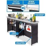 GoBar Portable Double Bar Table Set with Multi-Color LED Lights - Mobile Bartender Station for Events - Includes Carrying Case