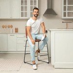 DUMOS 26 Inch Counter Height Bar Stools Set of 4, Modern Faux Leather High Barstools with Back and Metal Leg, Bar Chairs for Kitchen lsland, Brown