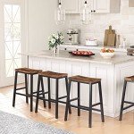 HOOBRO Bar Stools, Set of 2 Bar Chairs, 23.6 Inch Saddle Stools, Kitchen Counter Stools with Footrests, Industrial Stools for Dining Room, Kitchen, Counter, Bar, Rustic Brown and Black BF02MD01