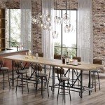 Tribesigns Bar Table, Industrial Counter Height Pub Table with Metal Footrest, 63-Inch Rectangle Wood Kitchen Dining Table with Sturdy Metal Frame for Dining Room, Home Bar (Gray)