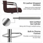 Yaheetech Tall Bar Stools Set of 2 Modern Square PU Leather Adjustable BarStools Counter Height Stools with Arms and Back Bar Chairs 360° Swivel Stool, Brown