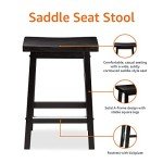 Amazon Basics Solid Wood Saddle-Seat Counter-Height Kitchen Island BarStool, 24-Inch Height, Black - Set of 2