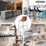Sweetcrispy Counter Height Bar Stools Set of 2, 26 inch Leather Barstools Modern Bar Stools with Back, Counter Stool Armless Bar Chairs with Metal Legs, Footrest, Brown