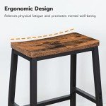 HOOBRO Bar Stools, Set of 2 Bar Chairs, 23.6 Inch Saddle Stools, Kitchen Counter Stools with Footrests, Industrial Stools for Dining Room, Kitchen, Counter, Bar, Rustic Brown and Black BF02MD01