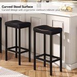HOOBRO Bar Stools, Set of 2 Bar Chairs, Counter Height Stools, Saddle Stools with Curved Surface, Kitchen Stools, 24.8 Inches, 2.4" Thick Upholstery, for Kitchen, Dining Room, Cafe Black BB10BY01
