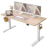 FEZIBO Electric Standing Desk Adjustable Height, 55 x 24 Inch Sit and Stand Desk, Home Office Desk, Ergonomic Workstation Computer Desk, Maple