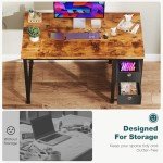 SMUG Computer Desk with Storage Drawers, Small Office Desk Modern Simple Study Writing Table for Home Bedroom, Spacious 40X24 Desktop with 2-Tier Drawer, Rust