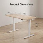 FEZIBO Electric Standing Desk Adjustable Height, 55 x 24 Inch Sit and Stand Desk, Home Office Desk, Ergonomic Workstation Computer Desk, Maple