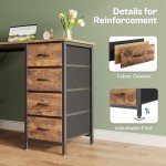 Huuger 47 Inch Computer Desk with 8 Fabric Drawers, Office Desk Work Desk for Home Office, Study, Gaming Desk with Drawers, Large Storage, Rustic Brown