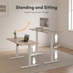 FEZIBO Electric Standing Desk Adjustable Height, 55 x 24 Inch Sit and Stand Desk, Home Office Desk, Ergonomic Workstation Computer Desk, Maple