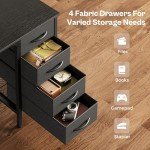 Huuger 47 inch Computer Desk with 4 Drawers, Gaming Desk with LED Lights & Power Outlets, Home Office Desk with Large Storage Space for Bedroom, Work from Home, Black