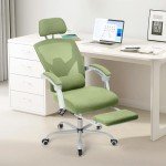 Sweetcrispy Office Computer Desk Chair, Ergonomic High-Back Mesh Rolling Work Swivel Chairs with Wheels, Comfortable Lumbar Support, Comfy Arms for Home, Bedroom, Study, Student, Green
