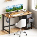 SMUG Computer Desk with Storage Drawers, Small Office Desk Modern Simple Study Writing Table for Home Bedroom, Spacious 40X24 Desktop with 2-Tier Drawer, Rust