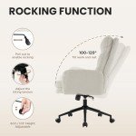 IWMH High-Back Home Office Chair,Upholstered Desk Chair with Armrests,Height Adjustable Armchair with Wheels, Swivel Office Desk Chair, Ergonomic Computer Task Chair, Leisure Armchair Cashmere(White)