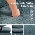 Kassipo Cross Legged Office Chair, Upholstered Criss Cross Desk Chair with Wheels and Flip-Up Armrests, Wide Seat Chair for Home Office, Vanity, Apartment, Dark Green