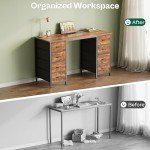 Huuger 47 Inch Computer Desk with 8 Fabric Drawers, Office Desk Work Desk for Home Office, Study, Gaming Desk with Drawers, Large Storage, Rustic Brown