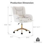 Hommoo Desk Chair with Wheels and Arms Teddy Sherpa Comfortable Desk Chair for Home Office Height Adjustable Vanity Chair Modern Task Chair Computer Desk Chair White