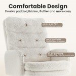 IWMH High-Back Home Office Chair,Upholstered Desk Chair with Armrests,Height Adjustable Armchair with Wheels, Swivel Office Desk Chair, Ergonomic Computer Task Chair, Leisure Armchair Cashmere(White)