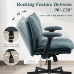 Kassipo Cross Legged Office Chair, Upholstered Criss Cross Desk Chair with Wheels and Flip-Up Armrests, Wide Seat Chair for Home Office, Vanity, Apartment, Dark Green