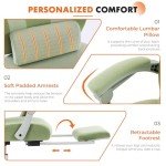 Sweetcrispy Office Computer Desk Chair, Ergonomic High-Back Mesh Rolling Work Swivel Chairs with Wheels, Comfortable Lumbar Support, Comfy Arms for Home, Bedroom, Study, Student, Green