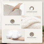 IWMH High-Back Home Office Chair,Upholstered Desk Chair with Armrests,Height Adjustable Armchair with Wheels, Swivel Office Desk Chair, Ergonomic Computer Task Chair, Leisure Armchair Cashmere(White)