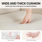 IWMH High-Back Home Office Chair,Upholstered Desk Chair with Armrests,Height Adjustable Armchair with Wheels, Swivel Office Desk Chair, Ergonomic Computer Task Chair, Leisure Armchair Cashmere(White)