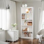 Furniwell Bookcase Bookshelves, 5-Shelf Tall Bookcase 72" Wood Open Display Floor Bookshelf, Large Storage Organizer for Library, Bedroom, Living Room (White)