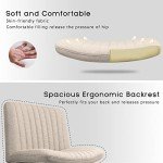 PUKAMI Criss Cross Chair,Comfy Cross Legged Office Desk Chair No Wheels,Fabric Modern Swivel Height Adjustable Mid Back Wide Seat Computer Cute Makeup Task Vanity Chair for Home Office(Beige)