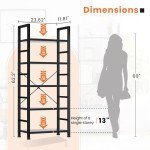 Sweetcrispy Book Shelf, 5 Tier Bookcase, Modern Tall Bookshelf for Garage Kit, CDs, Movies, Industrial Corner Storage Organizer for Bedroom Home Office Kitchen Living Room, Black