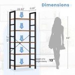 DUMOS 5 Tiers Bookshelf, Classical Modern Book Shelf, Tall Display Shelves in Living Room/Home/Office, Storage Organizer for CDs/Books/Movies, Rustic Brown