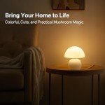 Dawnwake Mushroom Lamp Small Lamp, Table Bedside Nightstand Lamp for Bedroom, Cute Mini Modern Lamp Dimmable, Unique Aesthetic Home Decor for Living Room Girl Gifts, Ceramic Base Glass Lamp(White)
