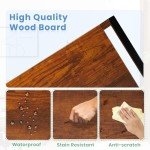 DUMOS 5 Tiers Bookshelf, Classical Modern Book Shelf, Tall Display Shelves in Living Room/Home/Office, Storage Organizer for CDs/Books/Movies, Rustic Brown