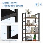 DUMOS 5 Tiers Bookshelf, Classical Modern Book Shelf, Tall Display Shelves in Living Room/Home/Office, Storage Organizer for CDs/Books/Movies, Rustic Brown