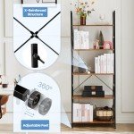 DUMOS 5 Tiers Bookshelf, Classical Modern Book Shelf, Tall Display Shelves in Living Room/Home/Office, Storage Organizer for CDs/Books/Movies, Rustic Brown