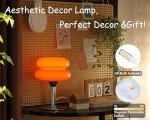 Glivpny Orange Mushroom Bedside Small Lamp,Mid Century Modern Lamp for Nightstand, Dimmable Retro Egg Tart Lamps, Bedroom Decor Ambient Lighting Aesthetic Cute Lamps for Living Room (Orange)