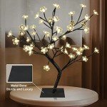 LIGHTSHARE 18 Inch Cherry Blossom Bonsai Tree, 48 LED Lights, 24V UL Listed Adapter Included, Metal Base, Warm White Lights, Ideal as Night Lights, Home Gift Idea
