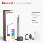 Honeywell Sunturalux™ LED Desk Lamp with USB Charging Ports HWT-H01 - Stepless Dimmable Eye Caring Desk Light for Home Office Bedroom Bedside College Dorm, Foldable Table Lamp Reading Lamp Black