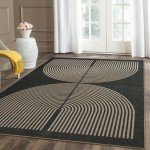 Lahome Modern Rainbow Easy Jute Carpet, Washable 5x7 Area Rugs for Living Room Patio Black Farmhouse Indoor Outdoor Rugs, Contemporary Natural Non Slip Floor Carpet for Office RV Backyard