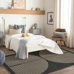 Lahome Modern Rainbow Easy Jute Carpet, Washable 5x7 Area Rugs for Living Room Patio Black Farmhouse Indoor Outdoor Rugs, Contemporary Natural Non Slip Floor Carpet for Office RV Backyard