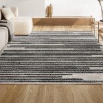 JONATHAN Y MOH207A-8 Khalil Modern Berber Stripe Indoor Farmhouse Area-Rug Bohemian Minimalistic Striped Easy-Cleaning Bedroom Kitchen Living Room Non Shedding, 8 X 10, Cream,Black