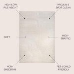 JONATHAN Y SCN100B-5 Skagen High-Low Minimalist Curve Geometric Indoor/Outdoor Area Rug, Modern, Contemporary, Geometric, Bohemian, Bedroom, Kitchen, Living Room, Non Shedding, Ivory/Cream, 5' x 8'